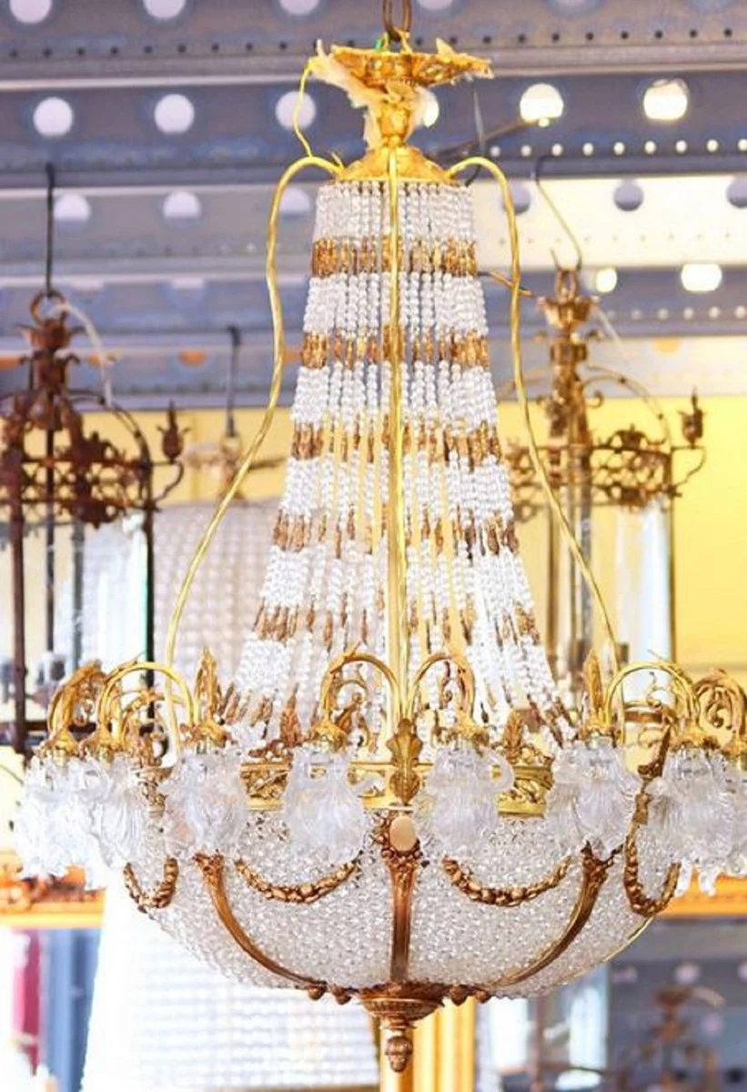 Casa Padrino araña barroco de lujo latón / oro Ø 110 x H. 140 cm - Suntuoso Araña de Estilo Barroco