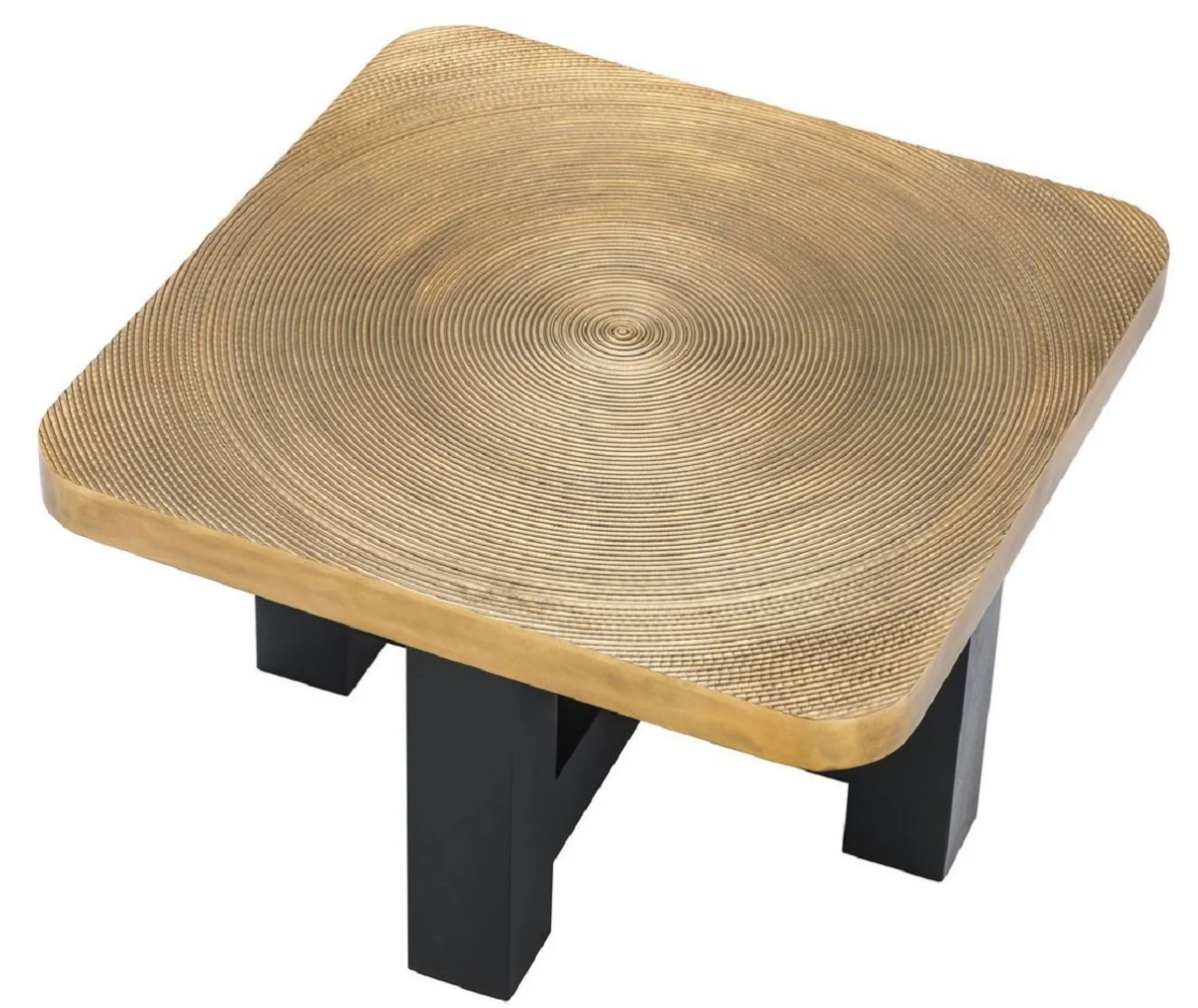 Casa Padrino mesa de centro de lujo lat¨®n / negro 64 x 64 x H. 40 cm - Mesa de centro de lujo con plato de mesa en dise?o de disco de ¨¢rbol - Muebles de sal¨®n de lujo
