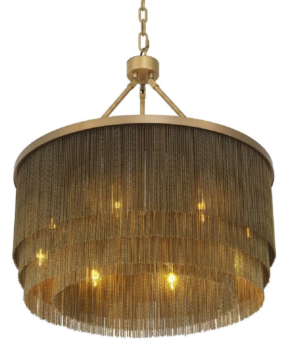 Casa Padrino araña de luces de acero de lujo latón antiguo Ø 60 x A. 68 cm - Araña de Luces Redonda para Hoteles y Restaurantes - Calidad de Lujo