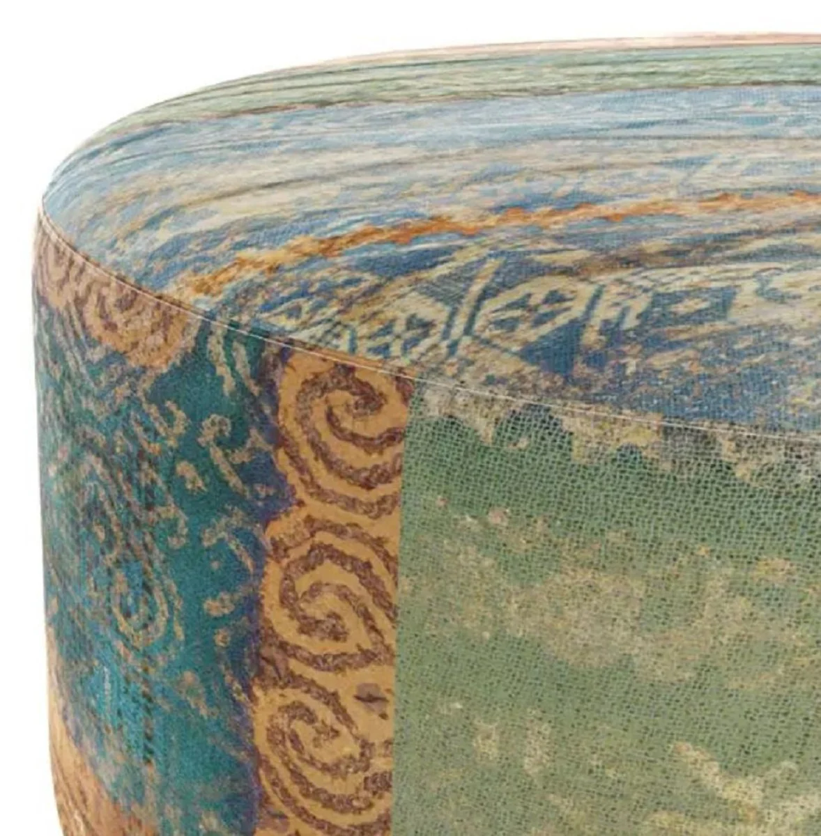 Casa Padrino Reposapi¨¦s de Lujo Multicolor ? 75 x A. 30 cm - Taburete Redondo de Terciopelo - Muebles de Sal¨®n - Muebles de Hotel - Muebles de Lujo - Int¨¦rieur de Lujo