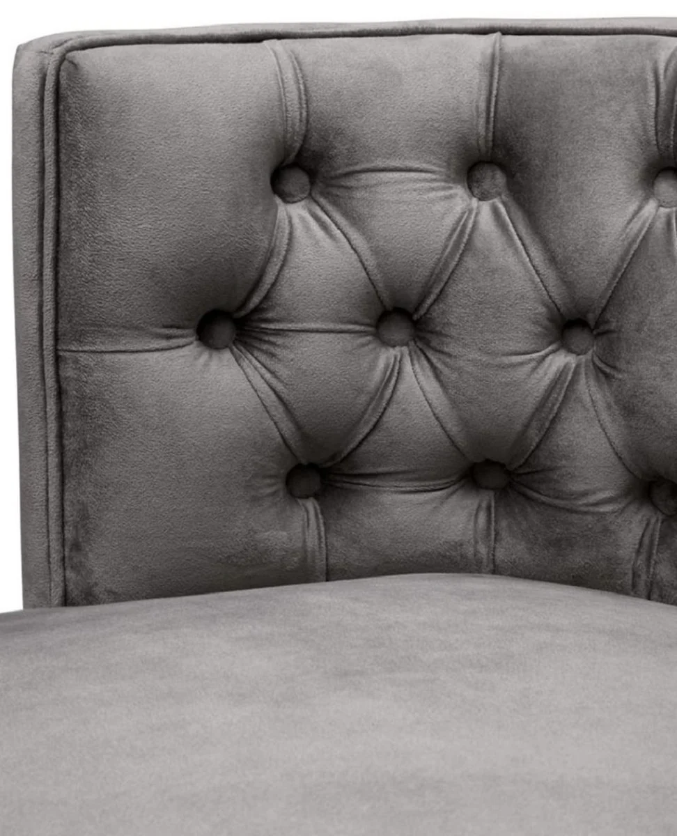 Casa Padrino Silla de Comedor Chesterfield de Lujo Gris / Negro 60 x 58 x H. 77 cm - Muebles de Comedor