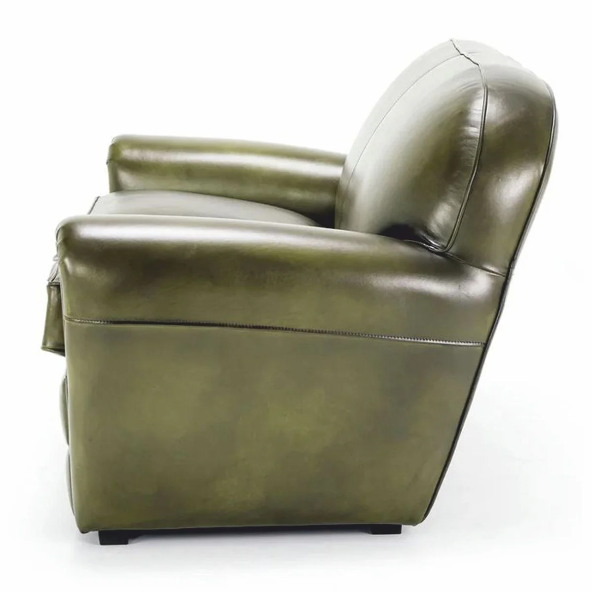 Casa Padrino sof¨¢ de cuero de lujo verde / negro 150 cm - Muebles de cuero genuino