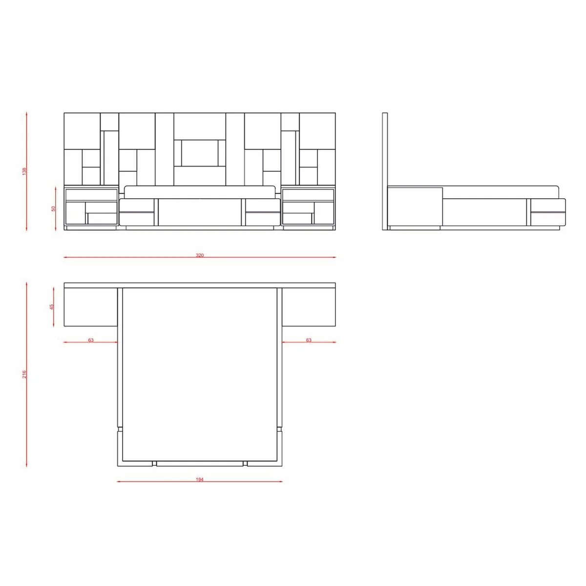Casa Padrino cama doble de lujo gris / oro - Muebles para hoteles y dormitorios de lujo