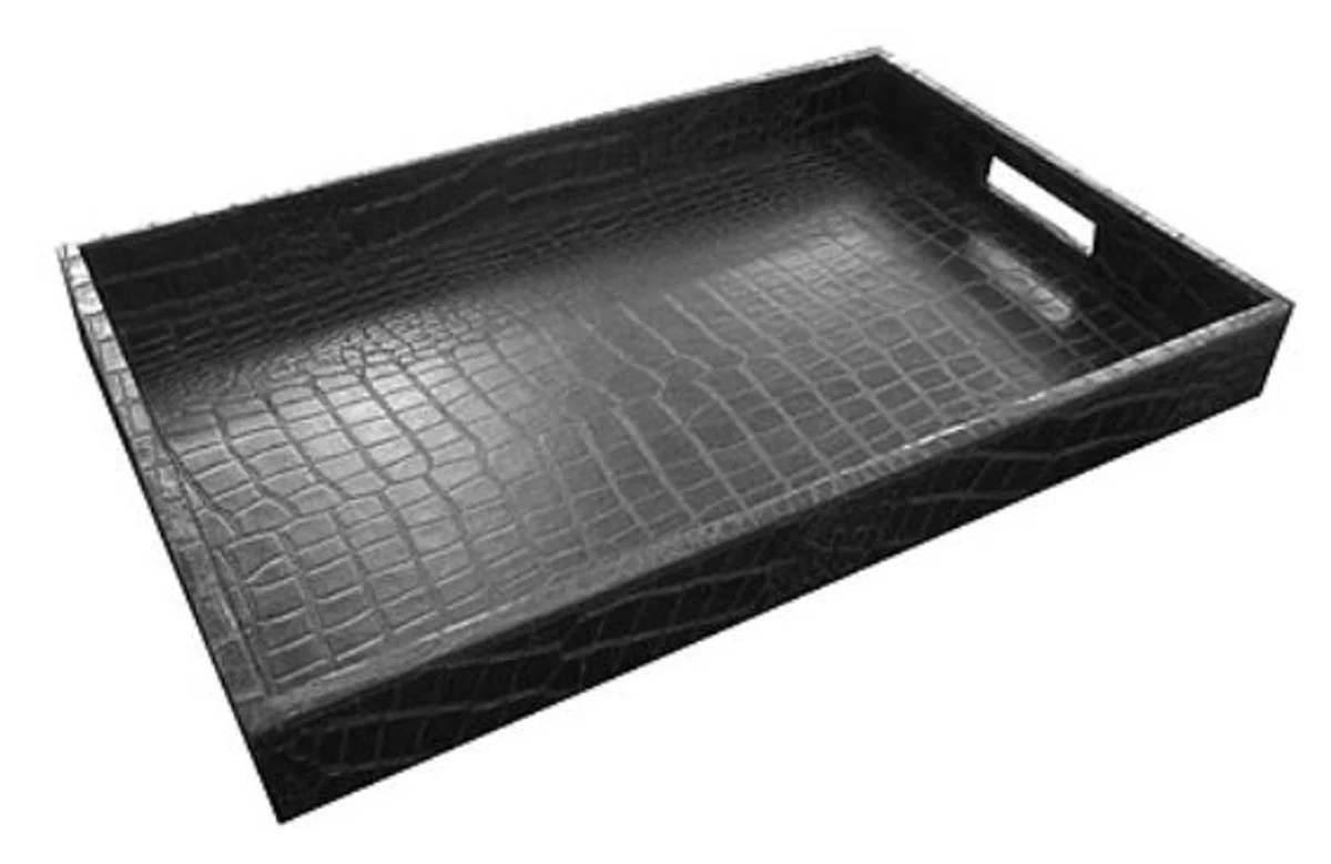 Casa Padrino bandeja / bandeja de servicio de lujo mirada de cocodrilo negro 55 x 35 x H. 6 cm - Accesorios Para la Gastronomía