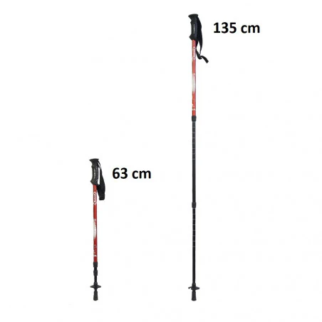 Setmil NATURE Rojos - Bastones telescópicos de trekking con antishock