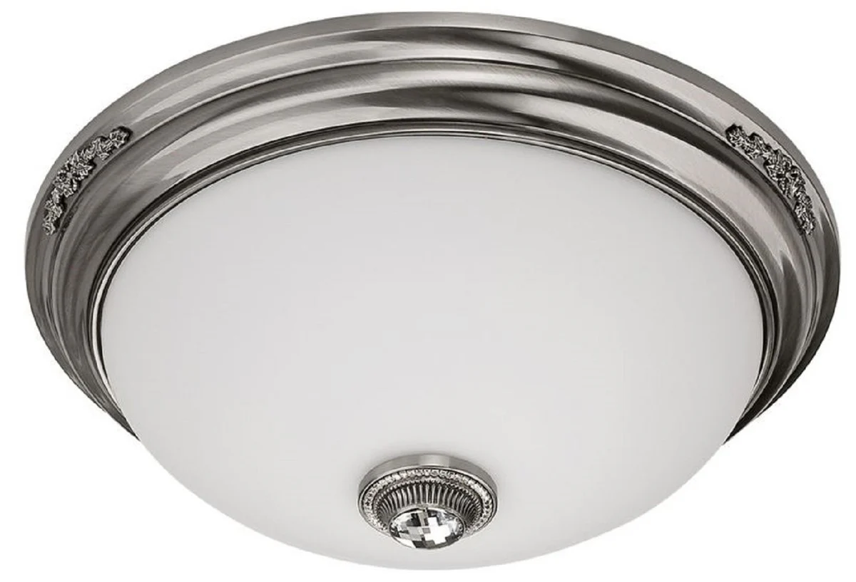 Casa Padrino l¨¢mpara de techo de cristal barroco de lujo plata / blanco ? 47 cm
