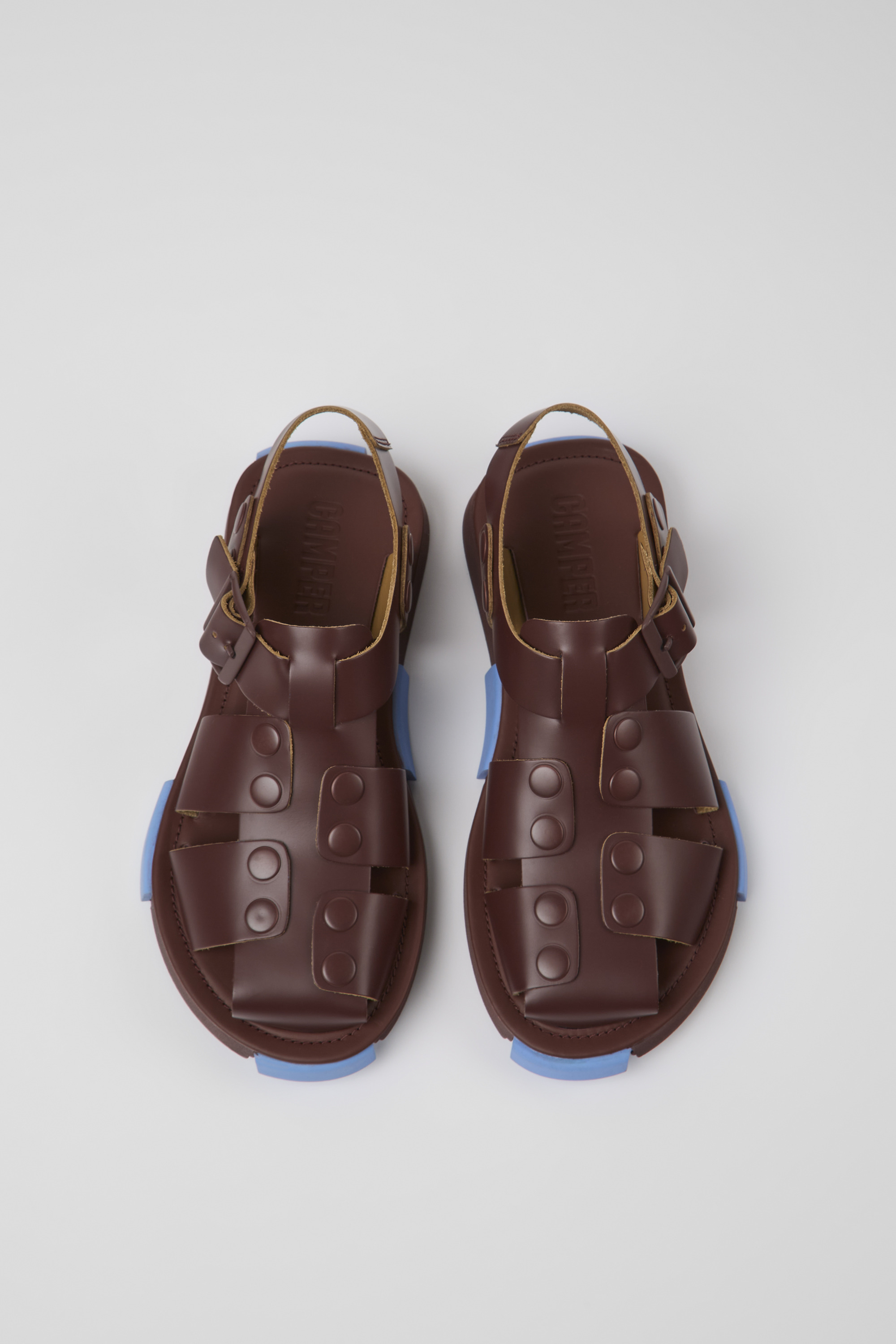 Set - Burgundy leather sandals for women
