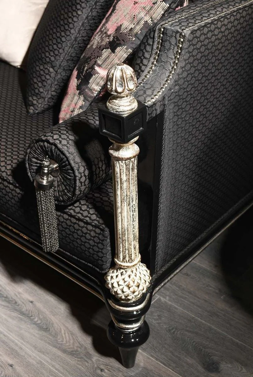 Casa Padrino sof¨¢ barroco de lujo negro / gris / plata / oro antiguo 250 x 95 x A. 80 cm - Magn¨ªfico Sof¨¢ de Estilo Barroco