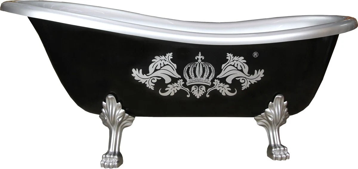 Pomp??s by Casa Padrino ba?o de lujo de lujo independiente de Harald Gl??ckler negro / plata 1470mm con patas de le¨®n plateado
