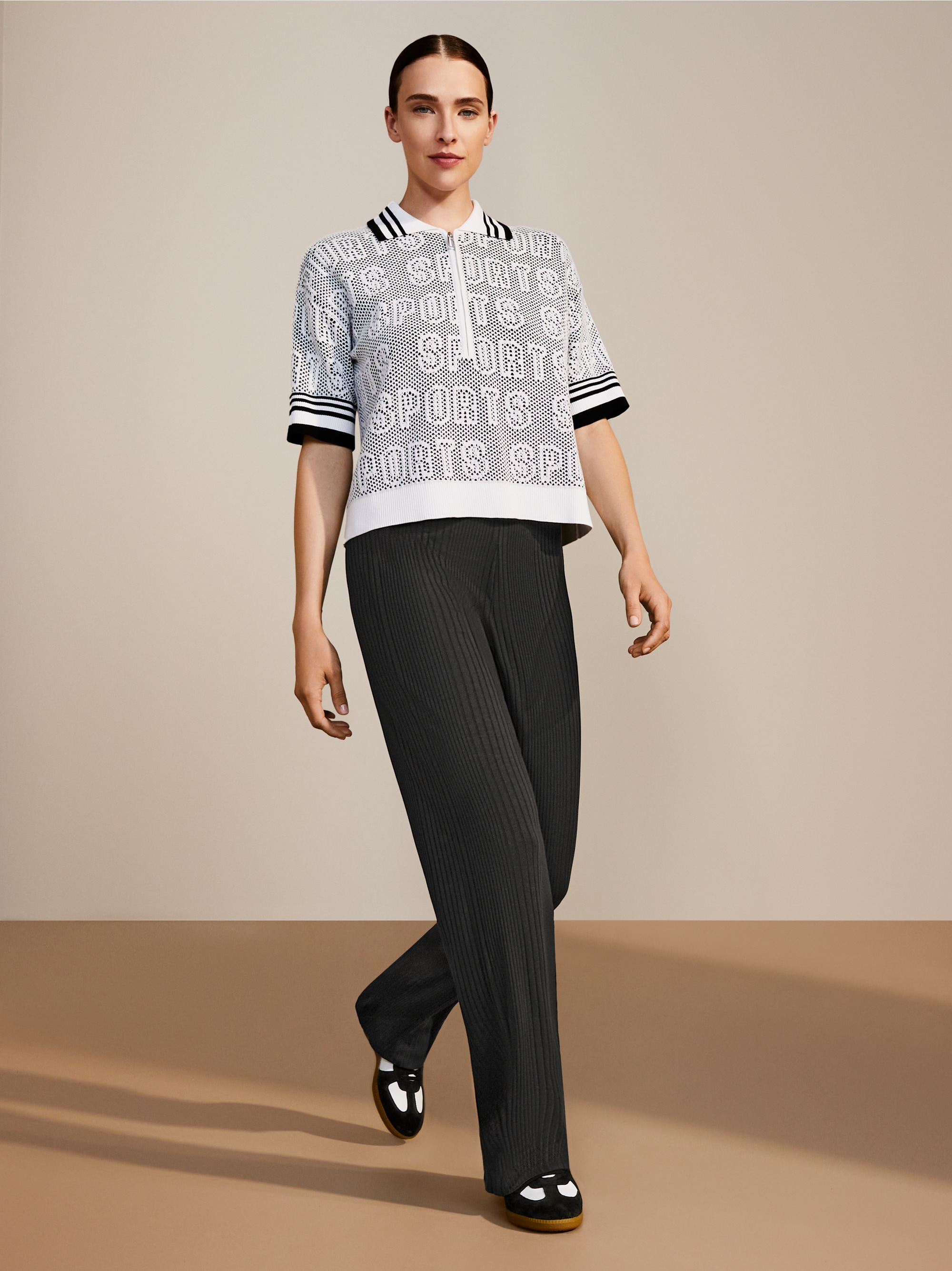 Marc-Cain Wide polo shirt with zip