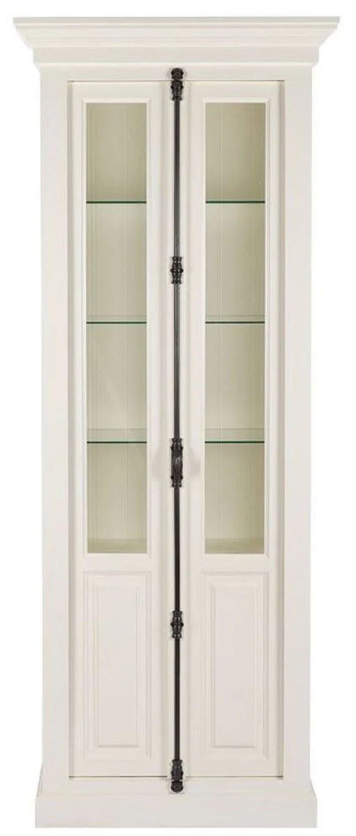 Casa Padrino vitrina estilo campestre blanco 95 x 45 x A. 242 cm - Vitrina con 2 puertas - Armario de madera maciza - Muebles de estilo campestre