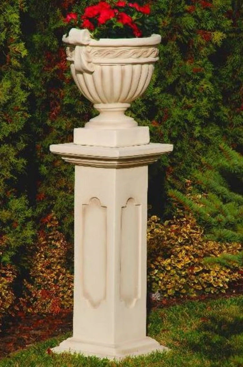 Casa Padrino Pilar Barroco Arena / Beige 34 x 34 x A. 80 cm - Magn¨ªfica Pilar de Jard¨ªn de Estilo Barroco - Decoraci¨®n Pilar de Piedra - Accesorios de Decoraci¨®n de Terrazas y Jardines Barrocos