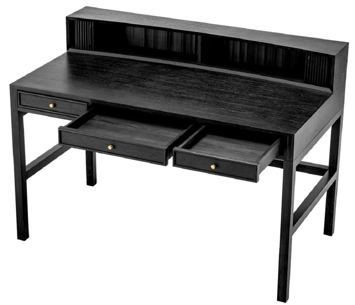 Casa Padrino escritorio de lujo negro gris / lat¨®n 130 cm