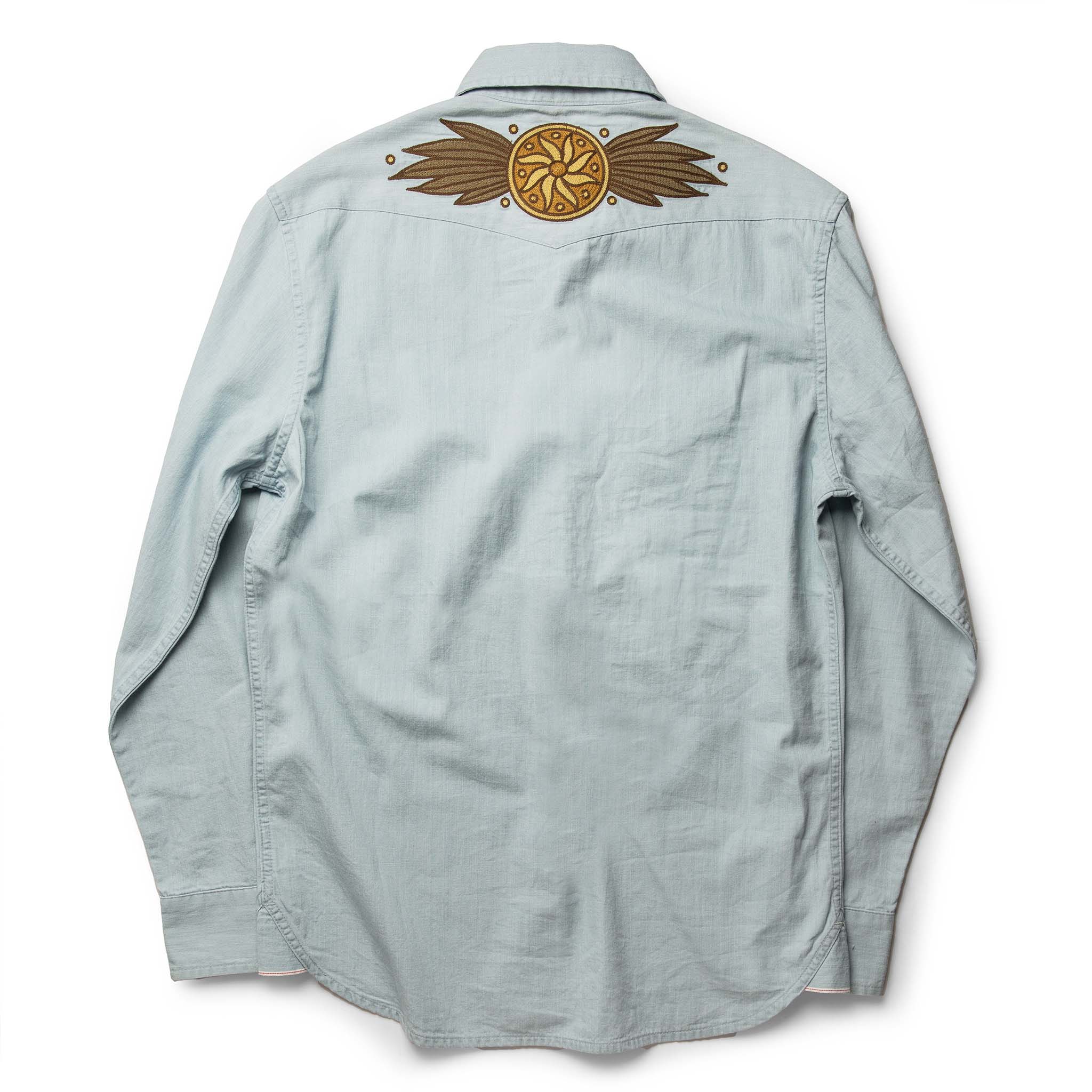 The Embroidered Western Shirt in Washed Selvage