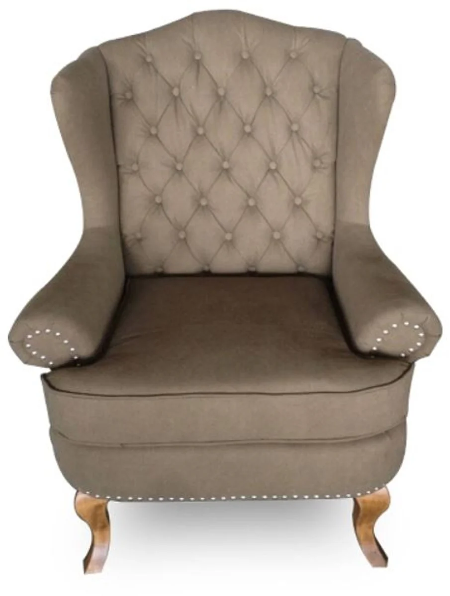 Casa Padrino Luxury Chesterfield Ears Armchair Light Brown 87 x 89 x H. 109 cm - Living Room Furniture
