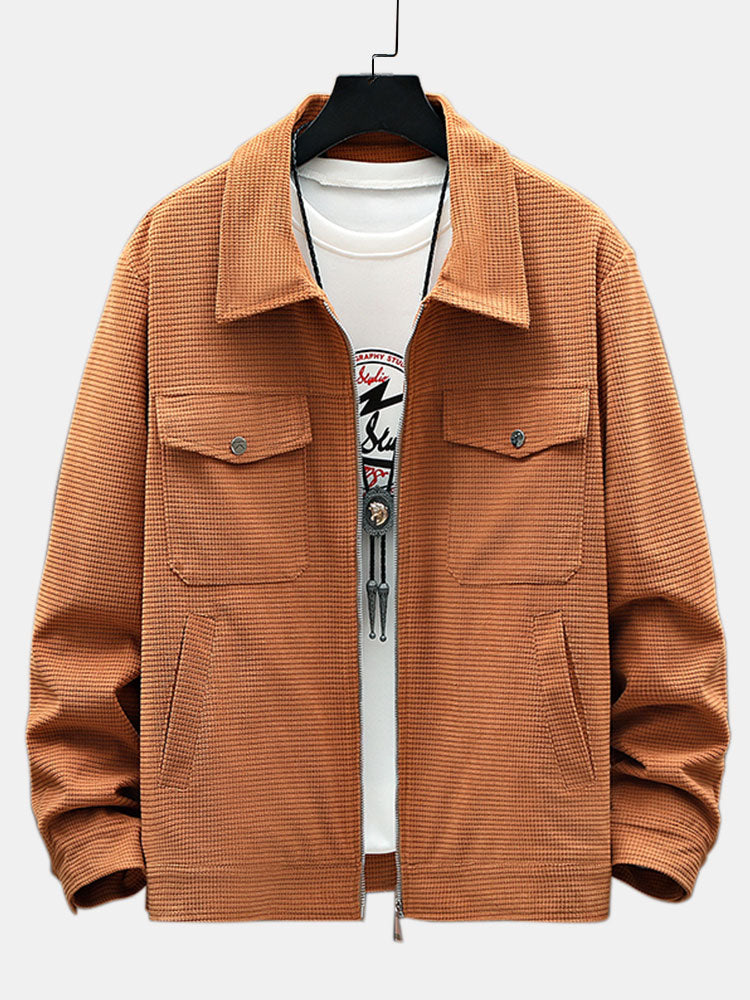 Crosscut Corduroy Zip Up Jacket