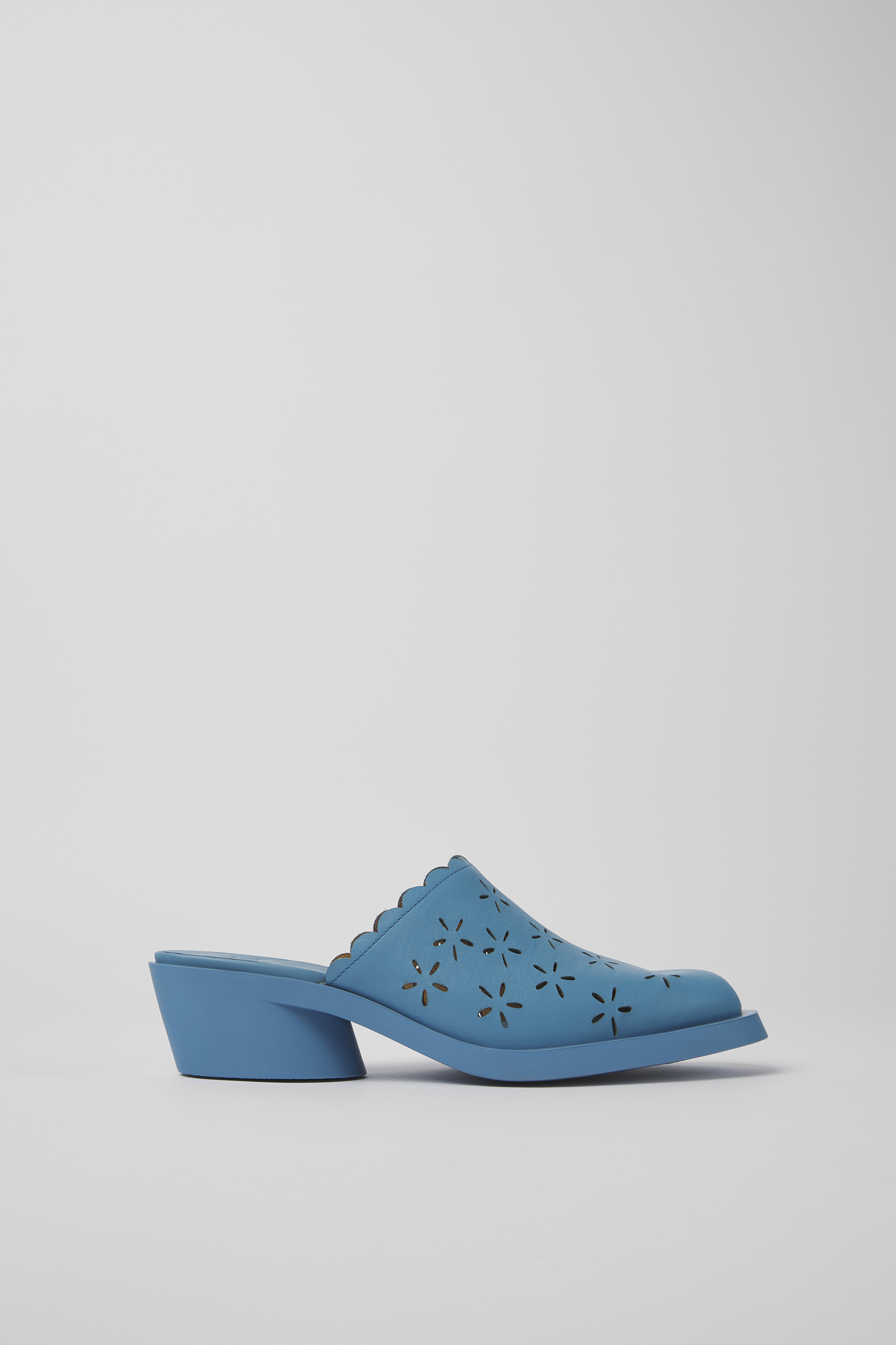 Bonnie - Blue leather mules for women