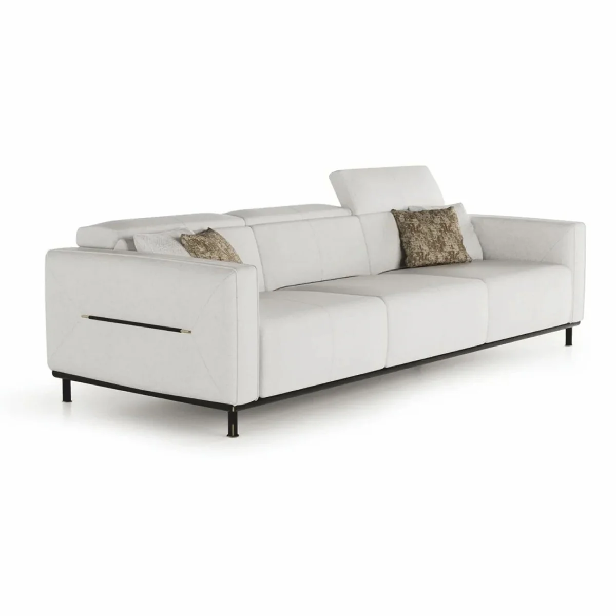 Casa Padrino sof¨¢ de hotel y sal¨®n de lujo gris claro / negro / lat¨®n 260 cm - Muebles de lujo