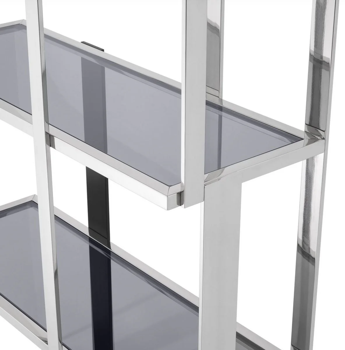 Casa Padrino armario estante de lujo plata / negro / gris 100 x 37 x A. 240,5 cm - Armario de acero inoxidable - Gabinete de sala de estar - Gabinete de oficina - Muebles de Lujo