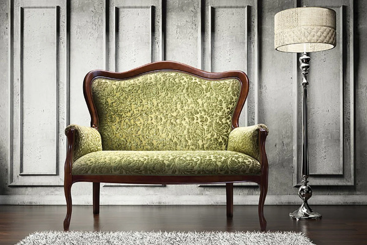 Casa Padrino Sof¨¢ Barroco de Lujo Verde / Marr¨®n Oscuro 124 x 74 x H. 107 cm - Muebles de Sal¨®n Barrocos
