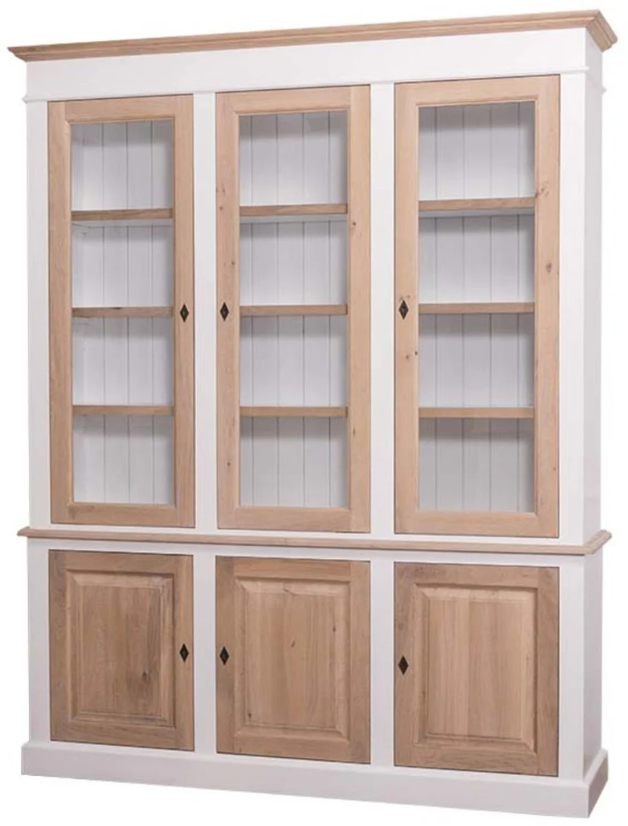 Casa Padrino country style living room cabinet white / natural 182 x 48 x H. 228 cm - Country Style Living Room Furniture