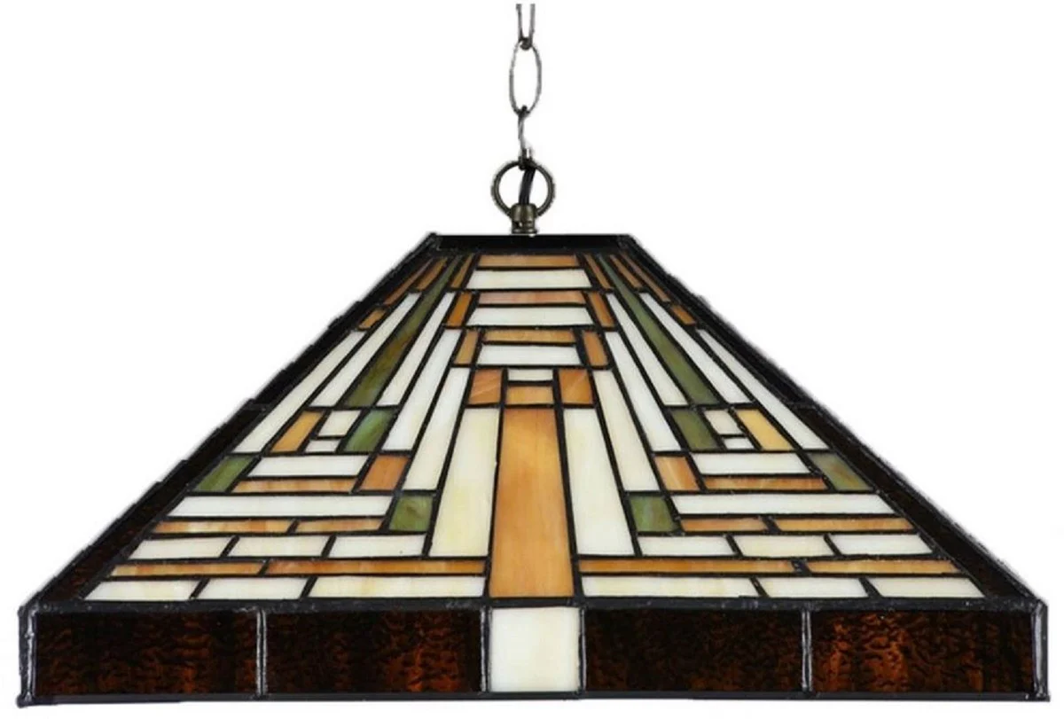 Casa Padrino lámpara colgante Tiffany de lujo multicolor 36 x 36 x A. 16 cm - Lámpara colgante Art Deco Tiffany - Lámpara colgante de salón - Lámpara colgante decorativa - Luces Tiffany de lujo