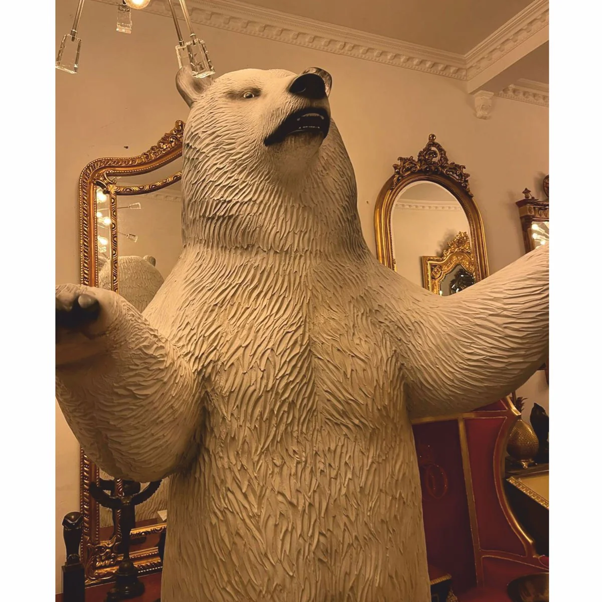 Casa Padrino escultura decorativa XXL oso blanco / negro A. 240 cm - Figura de jard¨ªn