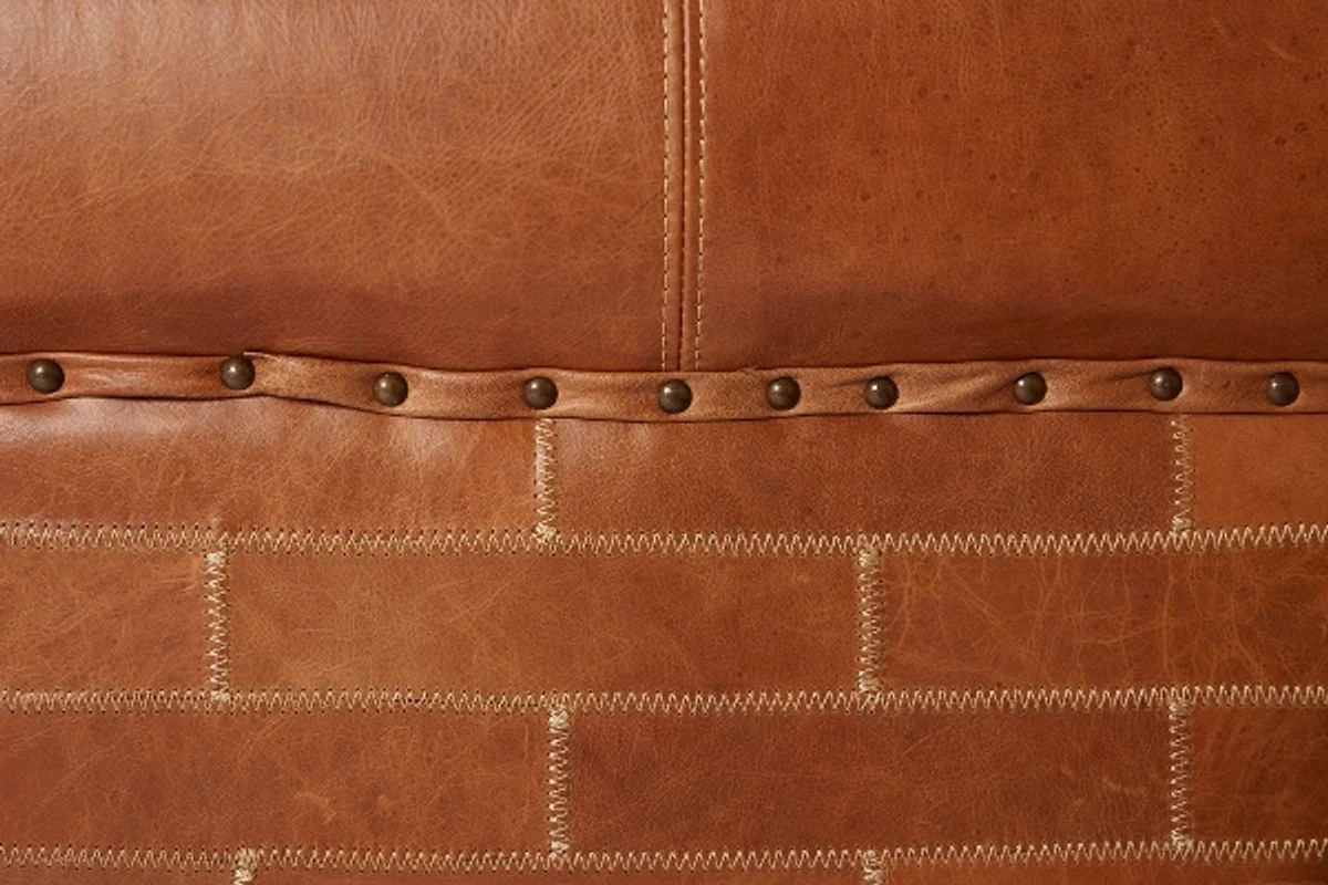 Casa Padrino genuine leather armchair brown 131 x 110 x H. 67 cm - Luxury Leather Furniture