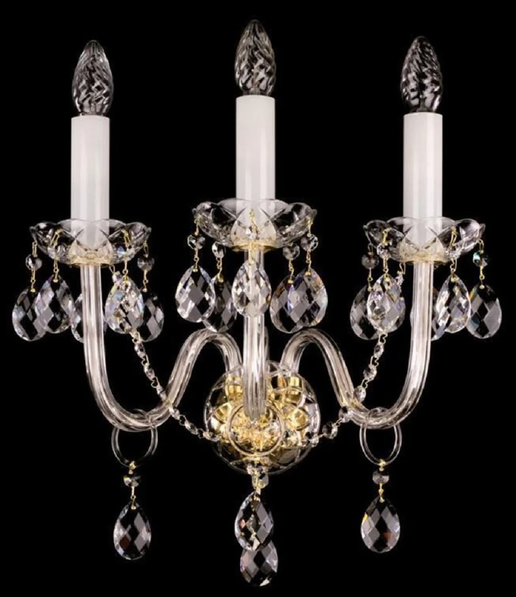 Casa Padrino lámpara de pared de cristal barroco de lujo oro 36 x 23 x A. 46 cm - Magnífica lámpara de pared con cristal de Bohemia - Noble & Magnífica