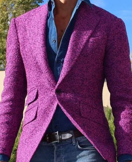 OK Casual Pinkish Purple Lapel Collar One Button Blazer