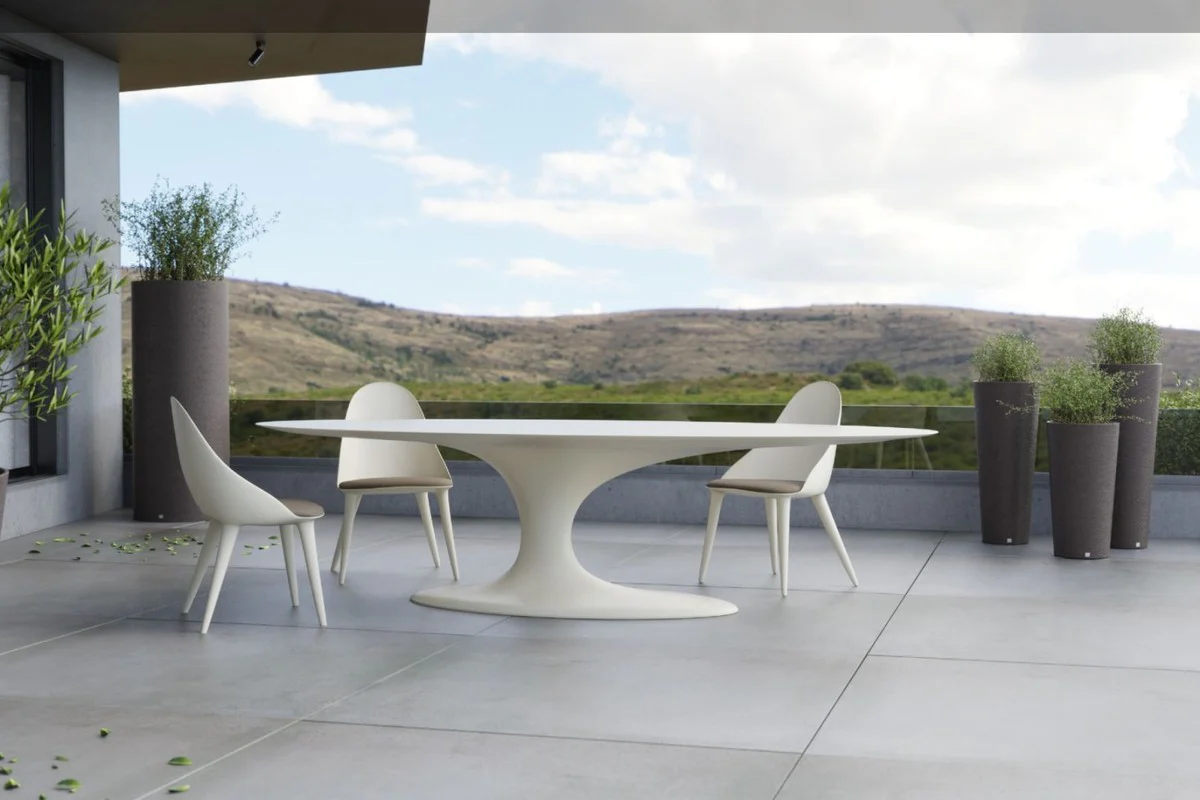 Casa Padrino mesa de comedor de jard¨ªn de lujo blanco mate 300 x 120 x A. 75 cm