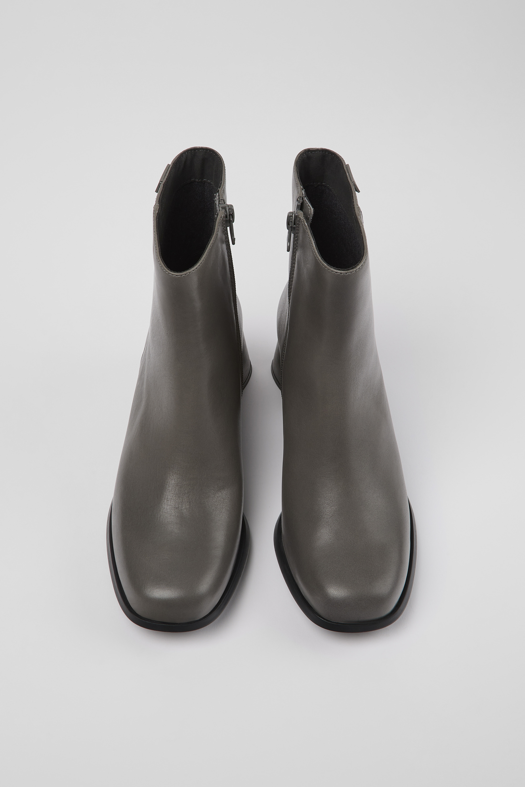 Kiara - Gray leather and recycled PET boots for women
