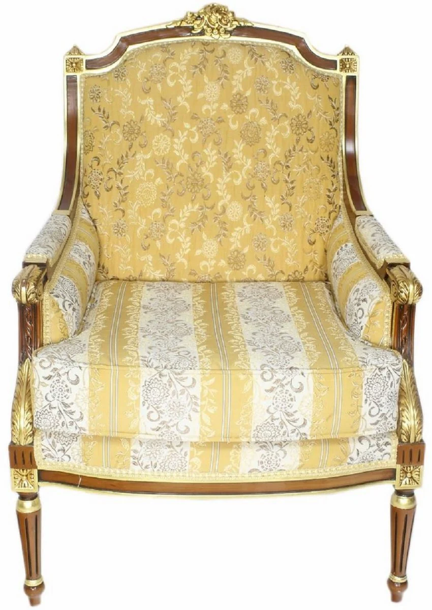 Casa Padrino sill¨®n de sal¨®n trono barroco con elegante dise?o oro / blanco / marr¨®n 70 x 70 x A. 100 cm - Muebles Barrocos