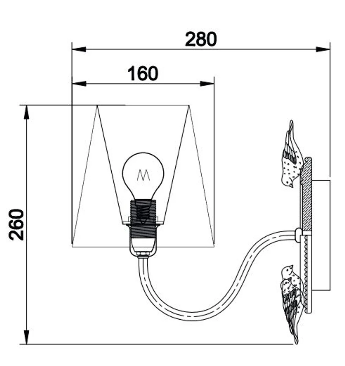 Casa Padrino Art Nouveau Wall Lamp / Wall Light Antique Gray 16 x 28 x H. 26 cm - Baroque & Art Nouveau Furniture
