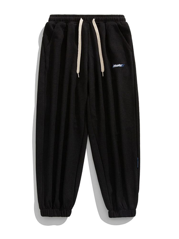 Letter Embroidery Waffle Joggers