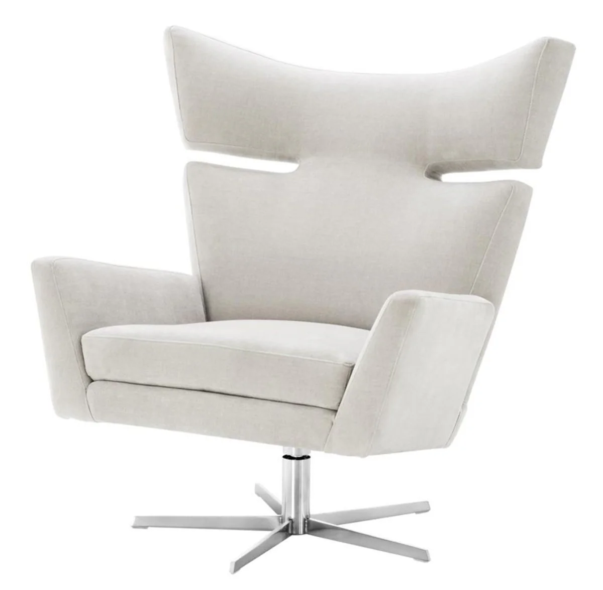 Casa Padrino sillón giratorio arena / plata 100 x 89 x H. 105 cm - Muebles de Lujo