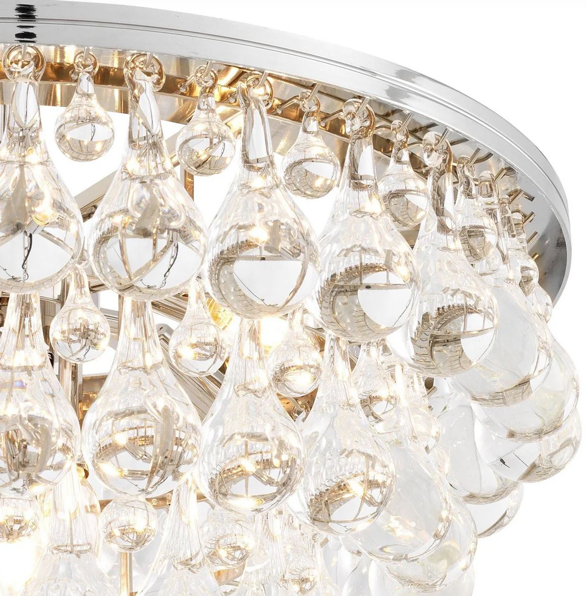 Casa Padrino lámpara de araña de vidrio de lujo plata Ø 65 x A. 41 cm - Araña de salón noble - Calidad de Lujo