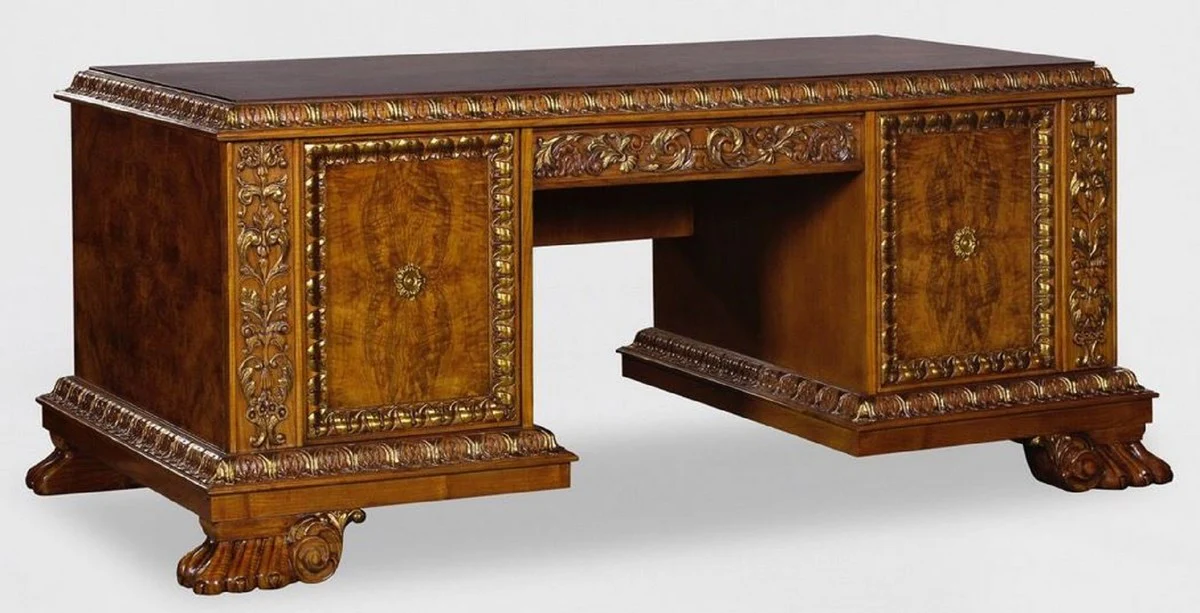 Casa Padrino escritorio de madera maciza de lujo marr¨®n 184 x 96 x A. 78 cm - Escritorio de oficina - Escritorio de computadora - Muebles de oficina - Muebles de lujo - Calidad de lujo