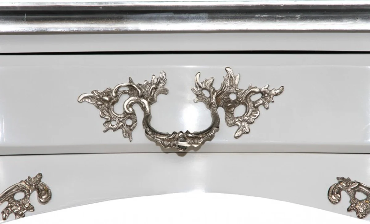 Casa Padrino luxury Baroque Desk White / Silver secretary luxury furniture