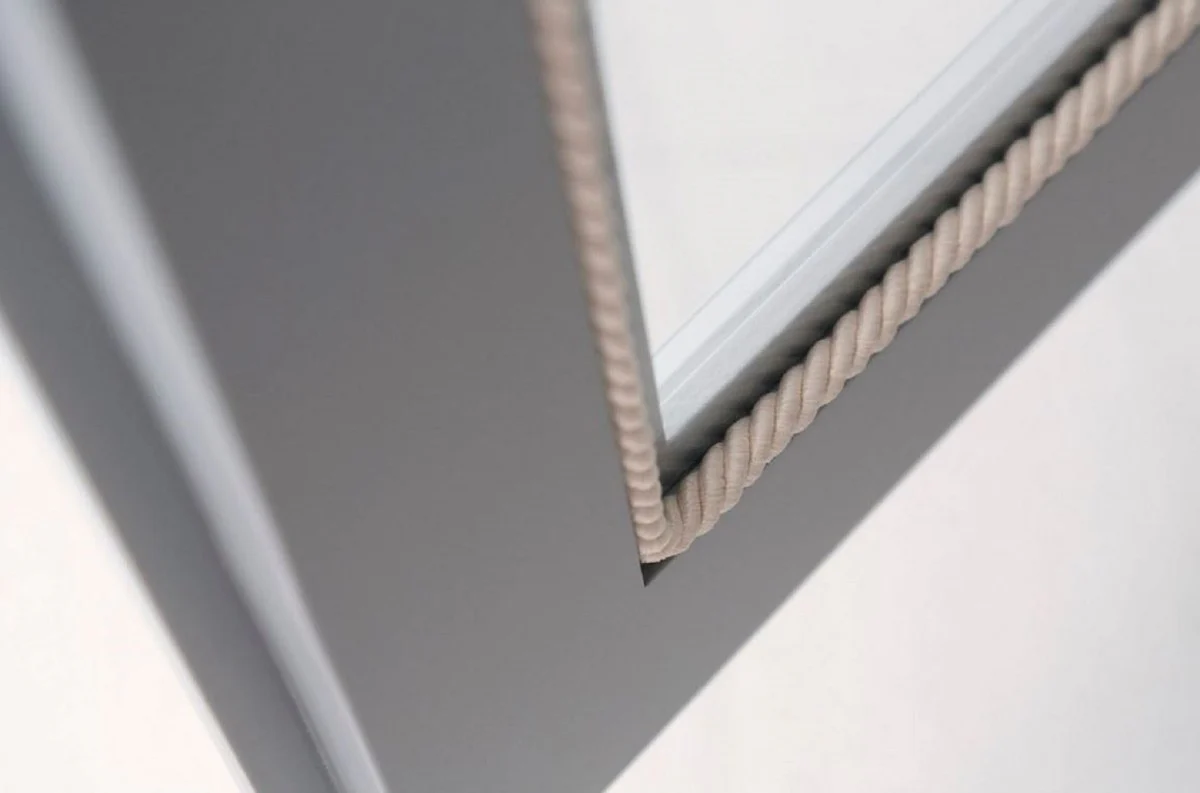 Casa Padrino armario de libros de lujo con 3 puertas e iluminaci¨®n LED gris 200 x 45 x A. 230 cm - Armario de madera maciza - Armario de sal¨®n - Mueble de oficina - Muebles de lujo