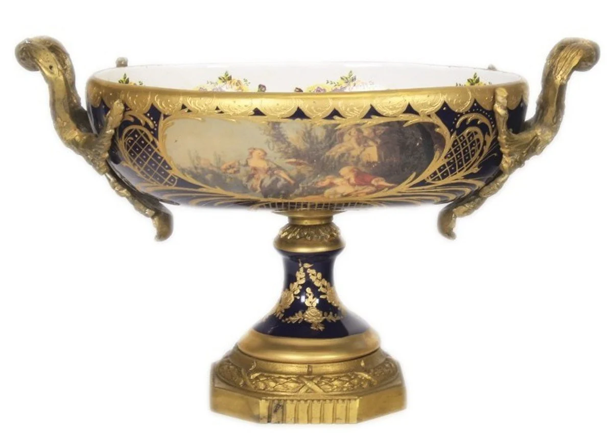 Casa Padrino Baroque porcelain dish cobalt / Gold B 40 H 37 cm - Grand Decor - Hotel Decoration