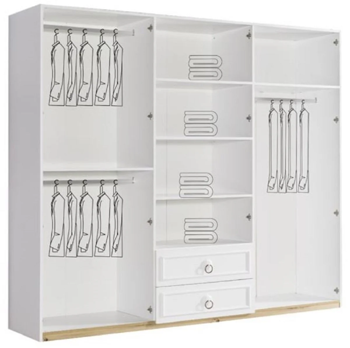 Casa Padrino armario de dormitorio de estilo campestre blanco / marr¨®n 251 x A. 217 cm