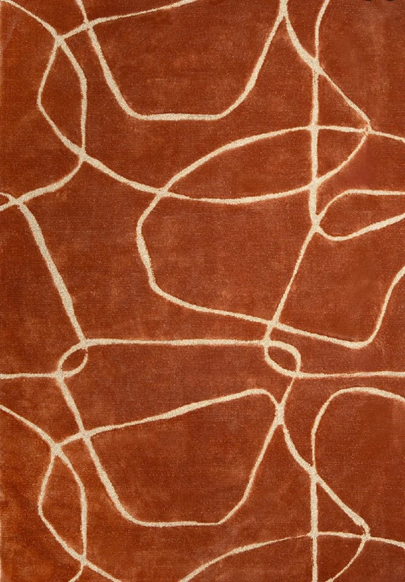 Casa Padrino alfombra de lujo marrón / crema 160 x 230 cm - Alfombra rectangular para salón - Alfombra moderna para dormitorio - Interior de lujo - Calidad de lujo