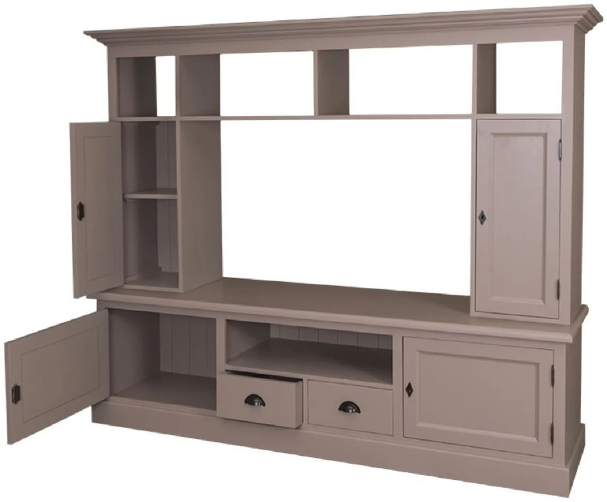 Casa Padrino gabinete televisi¨®n de estilo campestre oliva 207 x 46 x H. 166 cm - Gabinete TV de Madera Maciza - Gabinete de Sal¨®n - Muebles de Sal¨®n de Estilo Campestre