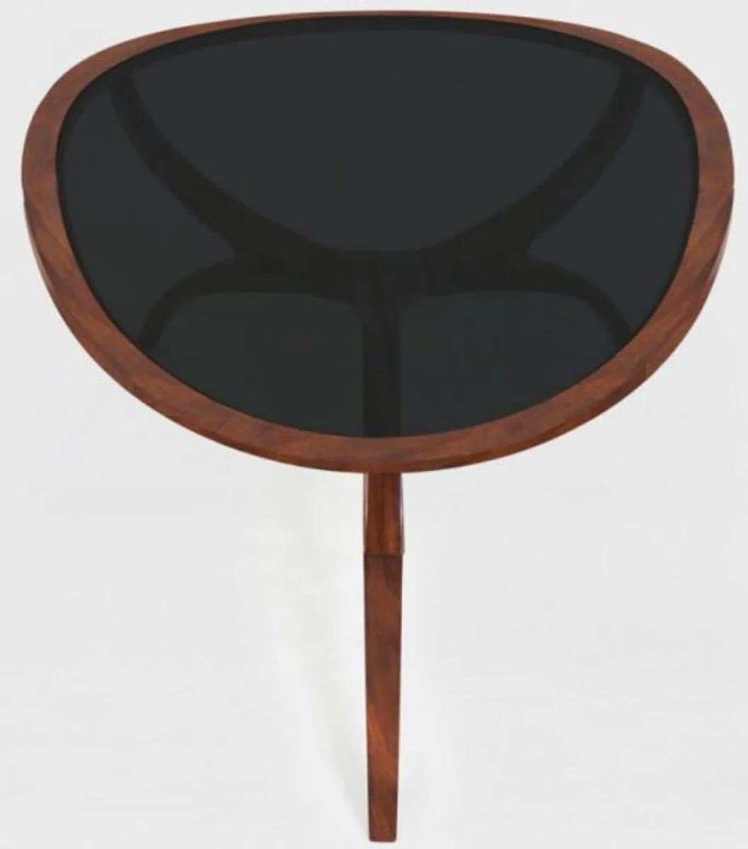 Casa Padrino mesa de centro Art Deco de lujo marr¨®n / negro 130 x 88 x A. 46 cm - Mesa de sal¨®n de madera maciza noble con tapa de vidrio - Muebles de Sal¨®n