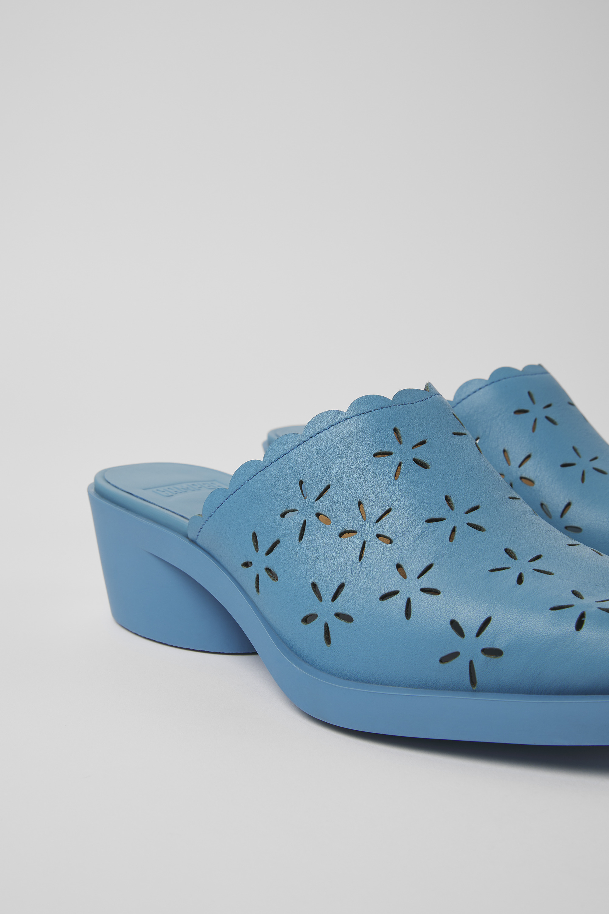 Bonnie - Blue leather mules for women