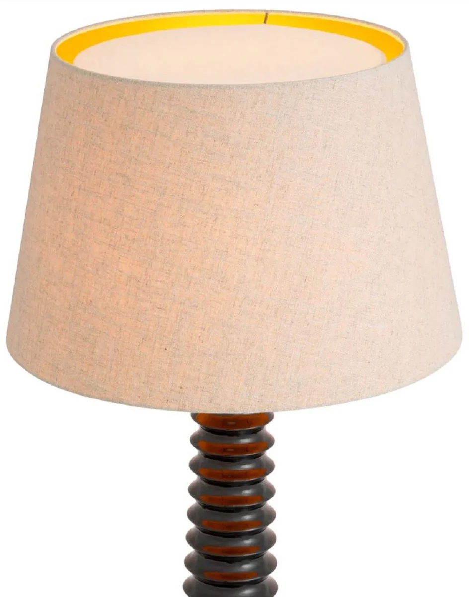 Casa Padrino lámpara de pie de lujo negro / crema Ø 55 x A. 160 cm - Lámpara de pie de madera maciza con pantalla redonda - Lámparas de pie de lujo - Lámparas de lujo - Interior de lujo