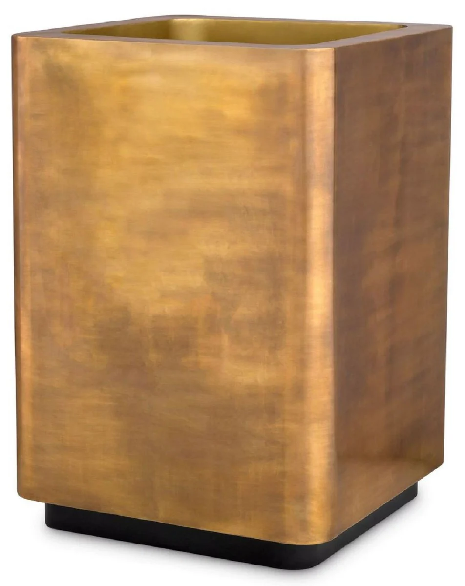 Casa Padrino maceta de lujo latón vintage / negro 70 x 70 x A. 100 cm - Maceta de acero inoxidable - Decoración de salón - Decoración de oficina - Accesorios decorativos - Calidad de lujo