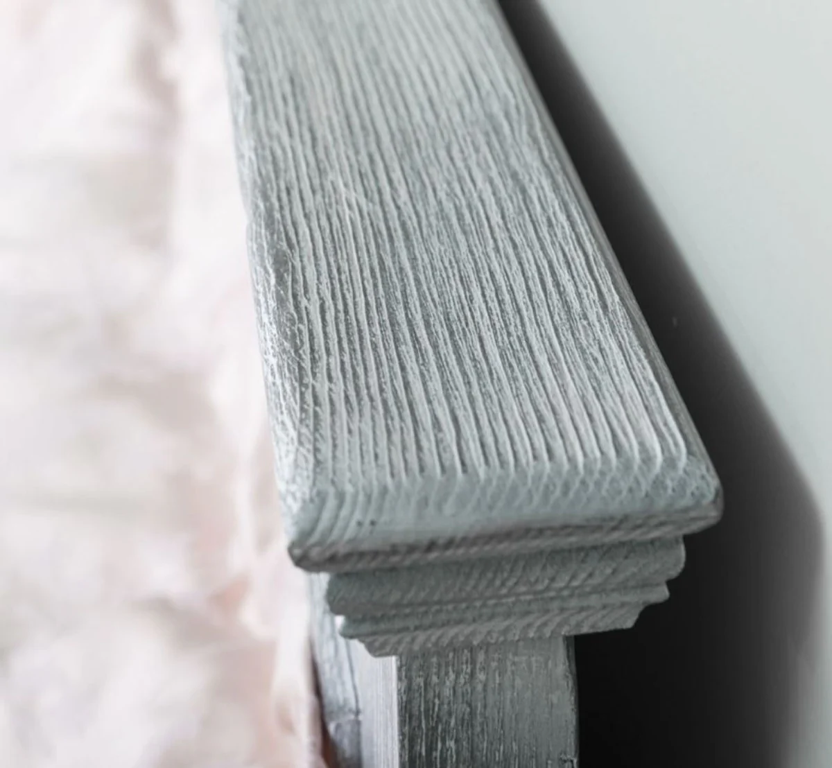 Casa Padrino cama de madera maciza de estilo campestre gris antiguo 140 x 200 x A. 93 cm - Muebles de Dormitorio de Estilo Campestre