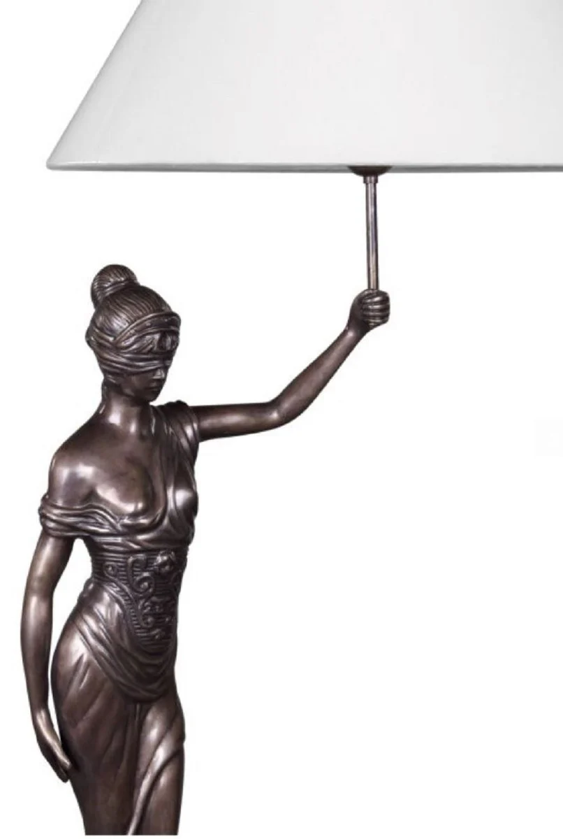 Casa Padrino lámpara de mesa con figura de bronce Justitia bronce / blanco 55 x 48 x H. 105 cm - Lámpara de Mesa Hotel & Restaurant